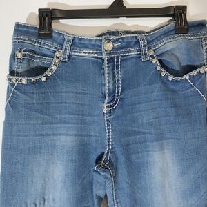 Women's Sexy Couture Jeans Size 13 (waist) 32x34 Distressed Blue
